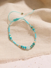 FatFace Turquoise Woven Beaded Adjustable Bracelet - Image 1 of 2