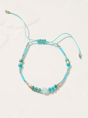 FatFace Turquoise Woven Beaded Adjustable Bracelet - Image 2 of 2