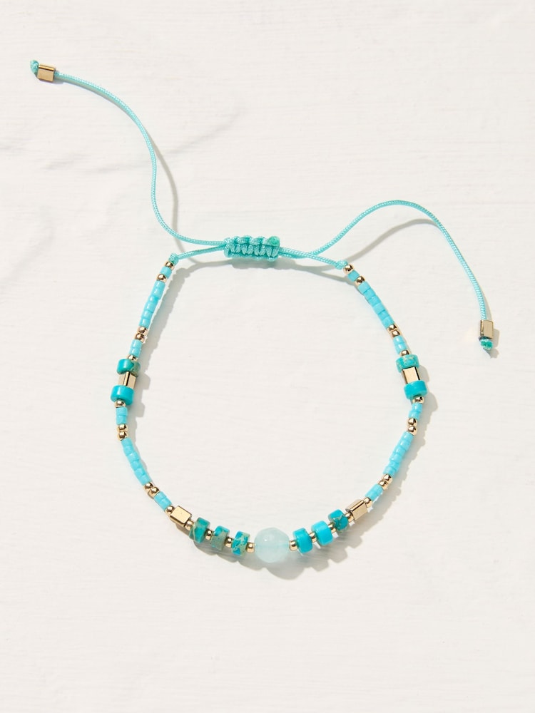 FatFace Turquoise Woven Beaded Adjustable Bracelet - Image 2 of 2