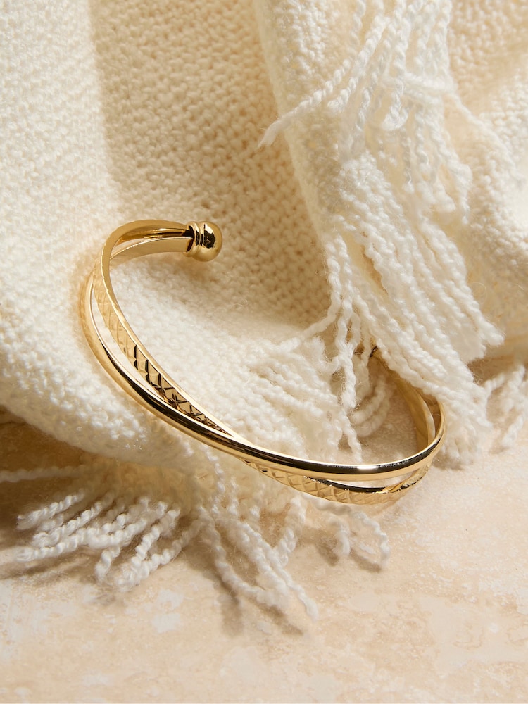 FatFace Gold Coloured Twist Detail Bangle - Image 2 of 2