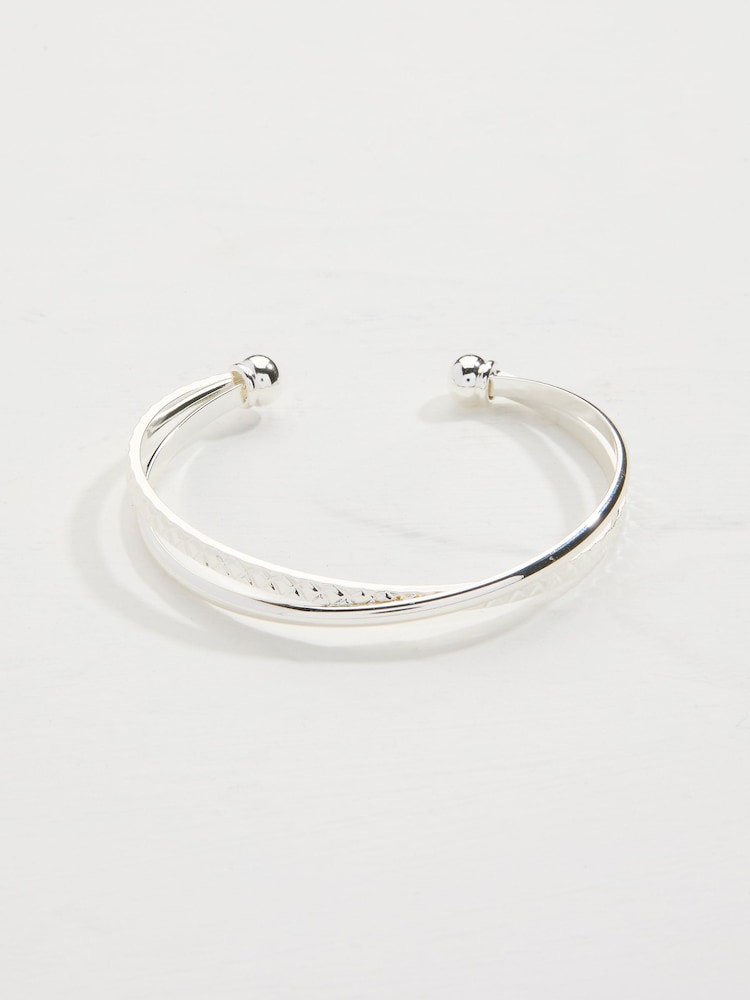 FatFace Silver Coloured Twist Detail Bangle - Image 1 of 2 FatFace Silver Coloured Twist Detail Bangle - Image 1 of 2