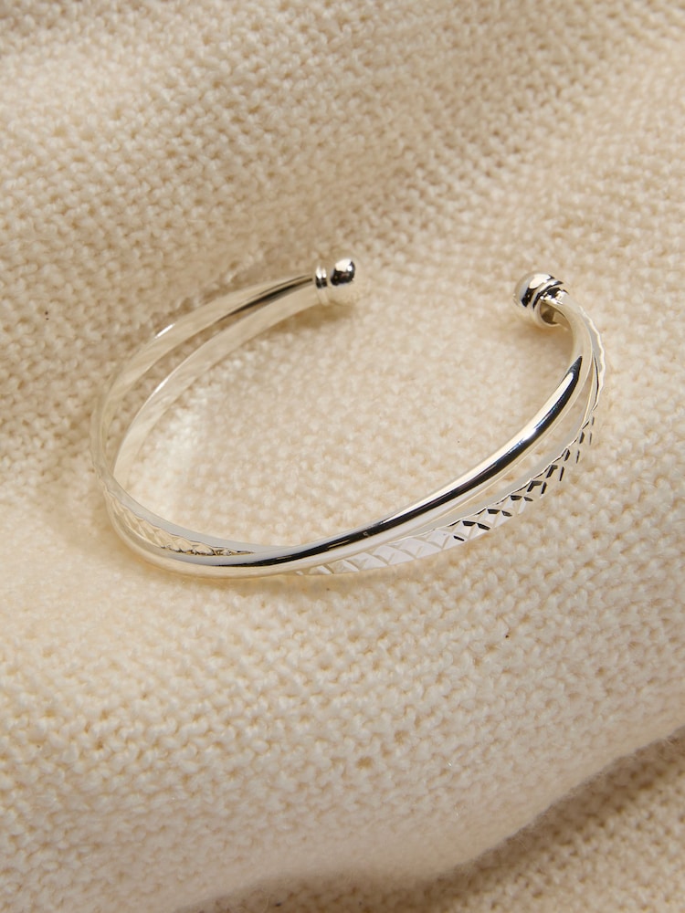 FatFace Silver Coloured Twist Detail Bangle - Image 2 of 2 FatFace Silver Coloured Twist Detail Bangle - Image 2 of 2