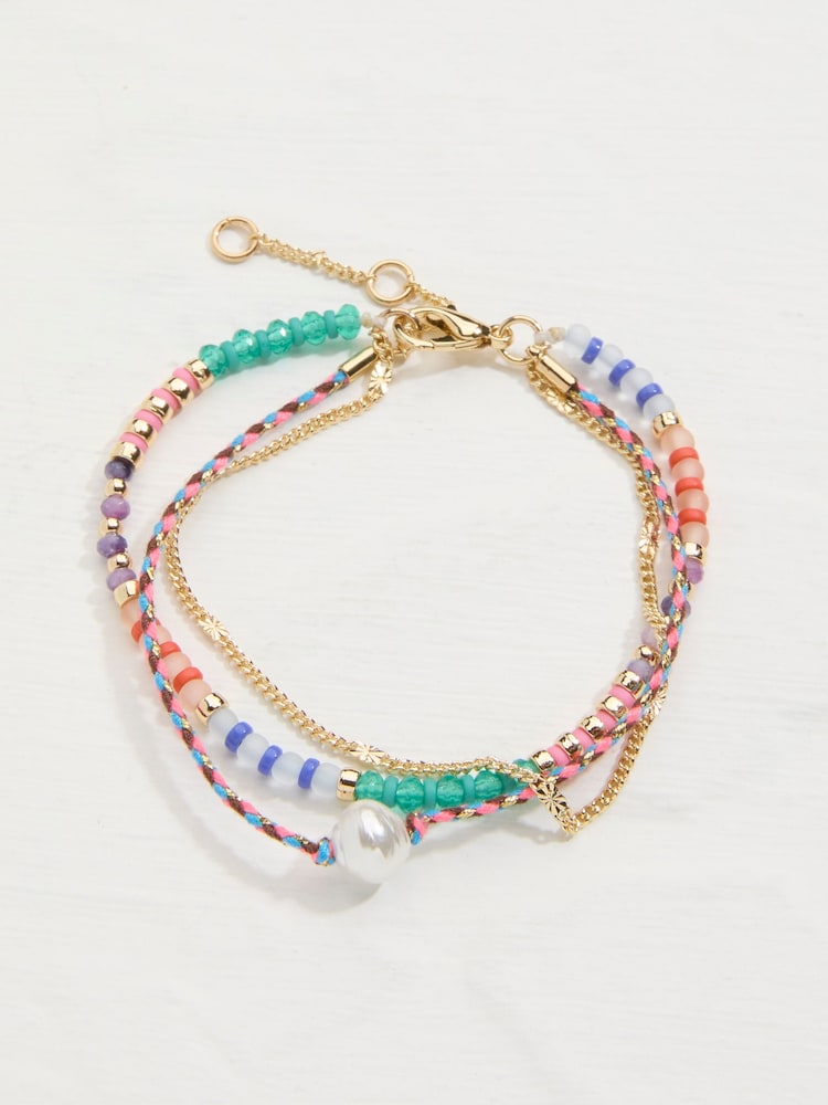 FatFace Multi Multi Strand Beaded Adjustable Bracelet - Image 1 of 2