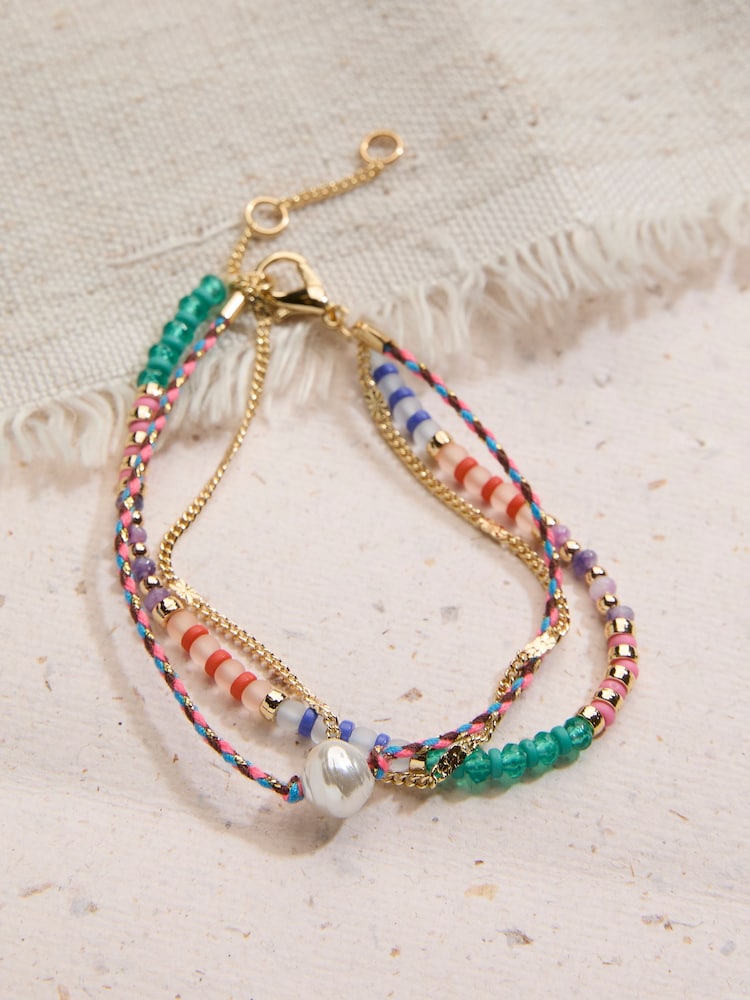 FatFace Multi Multi Strand Beaded Adjustable Bracelet - Image 2 of 2