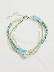 FatFace Green Multi Strand Beaded Adjustable Bracelet - Image 1 of 2