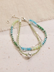 FatFace Green Multi Strand Beaded Adjustable Bracelet - Image 2 of 2