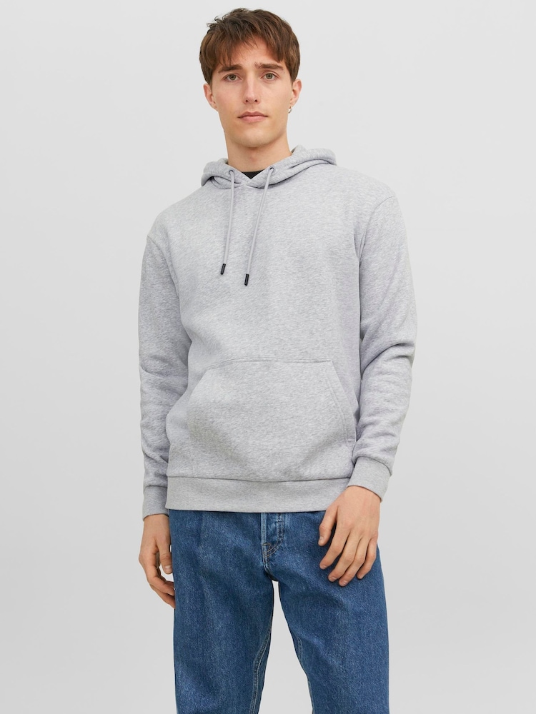 JACK & JONES Grey Relaxed Fit Plain Hoodie - Image 1 of 6 JACK & JONES Grey Relaxed Fit Plain Hoodie - Image 1 of 6
