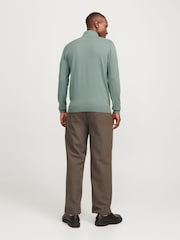 JACK & JONES Green Quarter Zip Knitted Jumper - Image 3 of 7