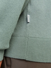 JACK & JONES Green Quarter Zip Knitted Jumper - Image 6 of 7