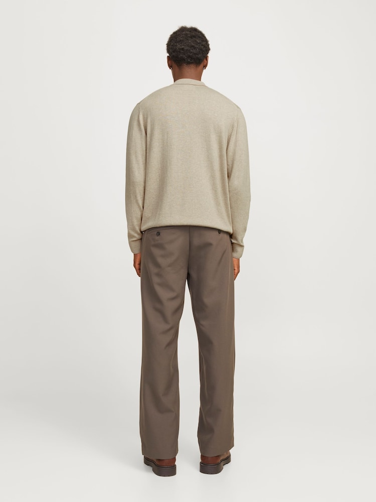 JACK & JONES Grey Quarter Zip Knitted Polo Shirt - Image 3 of 6