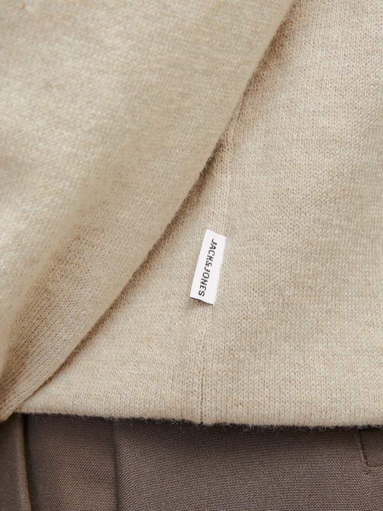 JACK & JONES Grey Quarter Zip Knitted Polo Shirt - Image 5 of 6