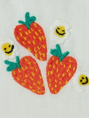 Stella McCartney Kids Strawbrerry Embroidered Woven White Dress With Frill Sleeve - Image 2 of 2