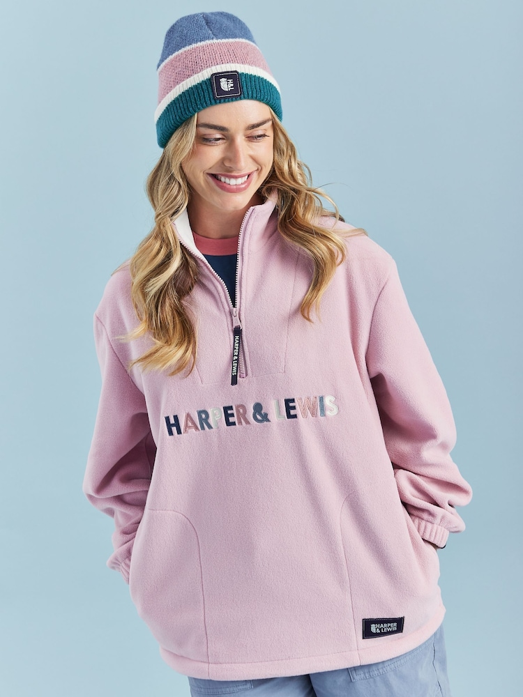 Harper & Lewis Pink Pink Eirwen Quarter Zip Fleece - Image 2 of 8
