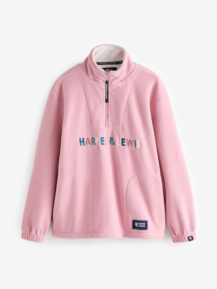 Harper & Lewis Pink Pink Eirwen Quarter Zip Fleece - Image 8 of 8
