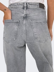 ONLY Grey High Waisted Wide Leg 100% Cotton Jeans - Image 3 of 6