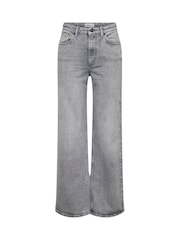 ONLY Grey High Waisted Wide Leg 100% Cotton Jeans - Image 5 of 6