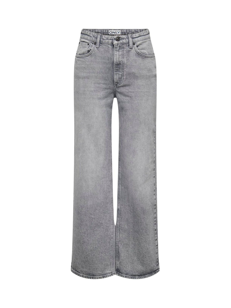 ONLY Grey High Waisted Wide Leg 100% Cotton Jeans - Image 5 of 6
