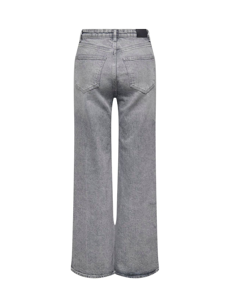 ONLY Grey High Waisted Wide Leg 100% Cotton Jeans - Image 6 of 6