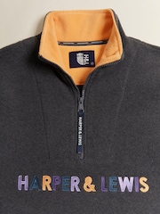 Harper & Lewis Grey Aubin 1/4 Zip Fleece - Image 7 of 7