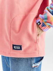 Harper & Lewis Pink Polar Retro Pattern Popper Neck Fleece Pink - Image 7 of 9