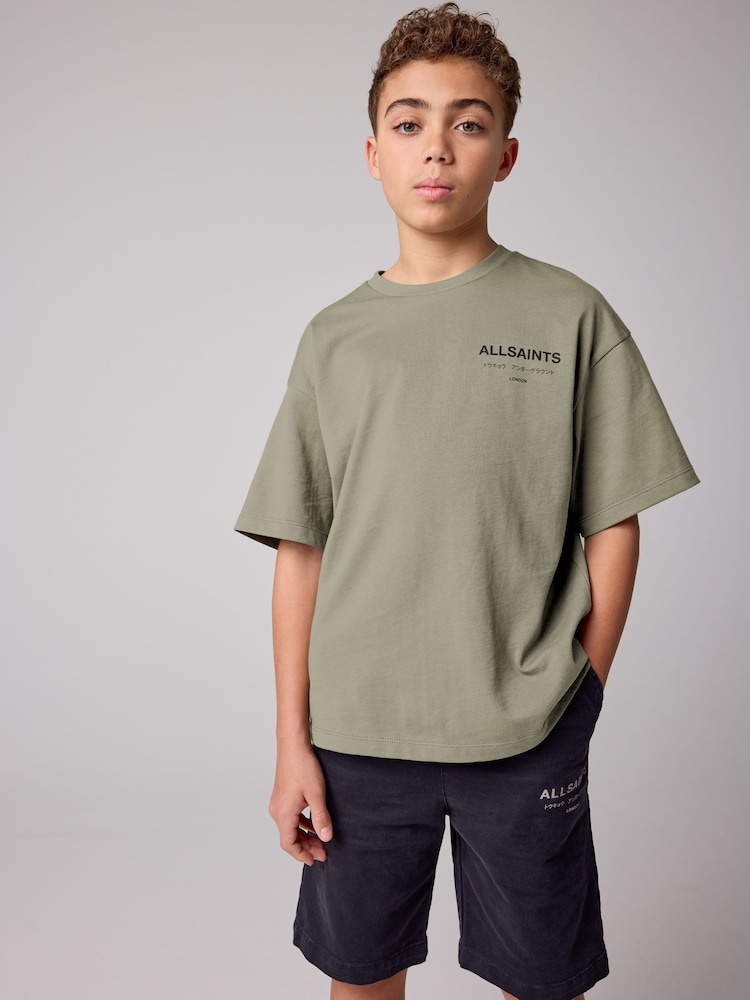 Vert kaki - smALLSAINTS Oversized Underground Crew 100% Cotton T-Shirt - Image 1 of 7