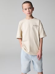 smALLSAINTS Neutral Oversized Underground Crew 100% Cotton T-Shirt - Image 1 of 7