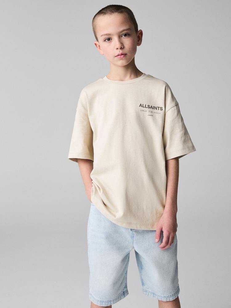 smALLSAINTS Neutral Oversized Underground Crew 100% Cotton T-Shirt - Image 1 of 7