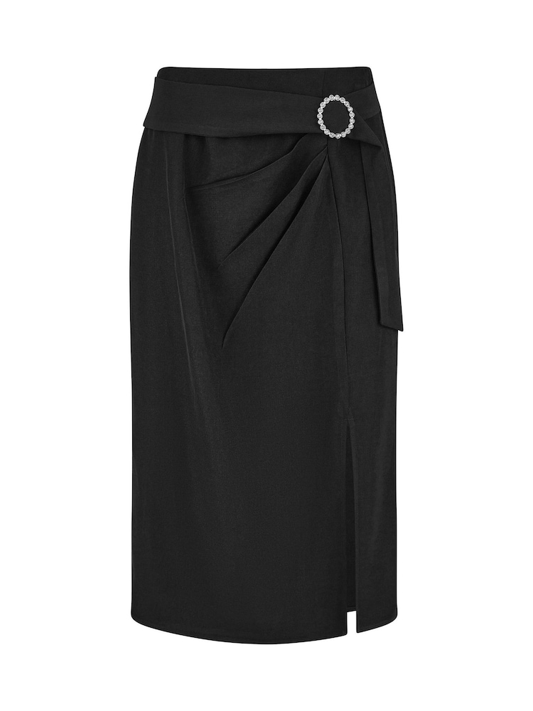 Yumi Diamante Buckle Faux Wrap Skirt With Split Hem - Imagen 5 de 5 Yumi Diamante Buckle Faux Wrap Skirt With Split Hem - Imagen 5 de 5
