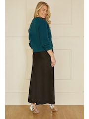 zelena - Yumi Daisy Button Knitted Relaxed Fit pletena jopa - Slika 4 iz 5