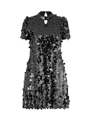 Yumi Black Big Sequin Tunic With Keyhole Neckline Dress - Image 4 of 4