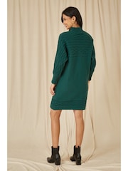 Yumi Green Roll Neck Knitted Dress With Fitted Waist - Image 4 of 5