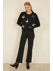 Yumi Black Sequin Butterfly Jumper - Image 2 of 5