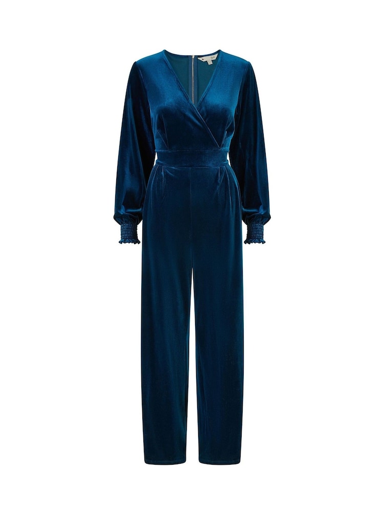 Yumi Blue Velvet Long sleeve Jumpsuit - Image 5 of 5