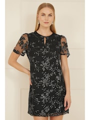 Yumi Black Sequin Embroidered Tunic Dress - Image 1 of 5
