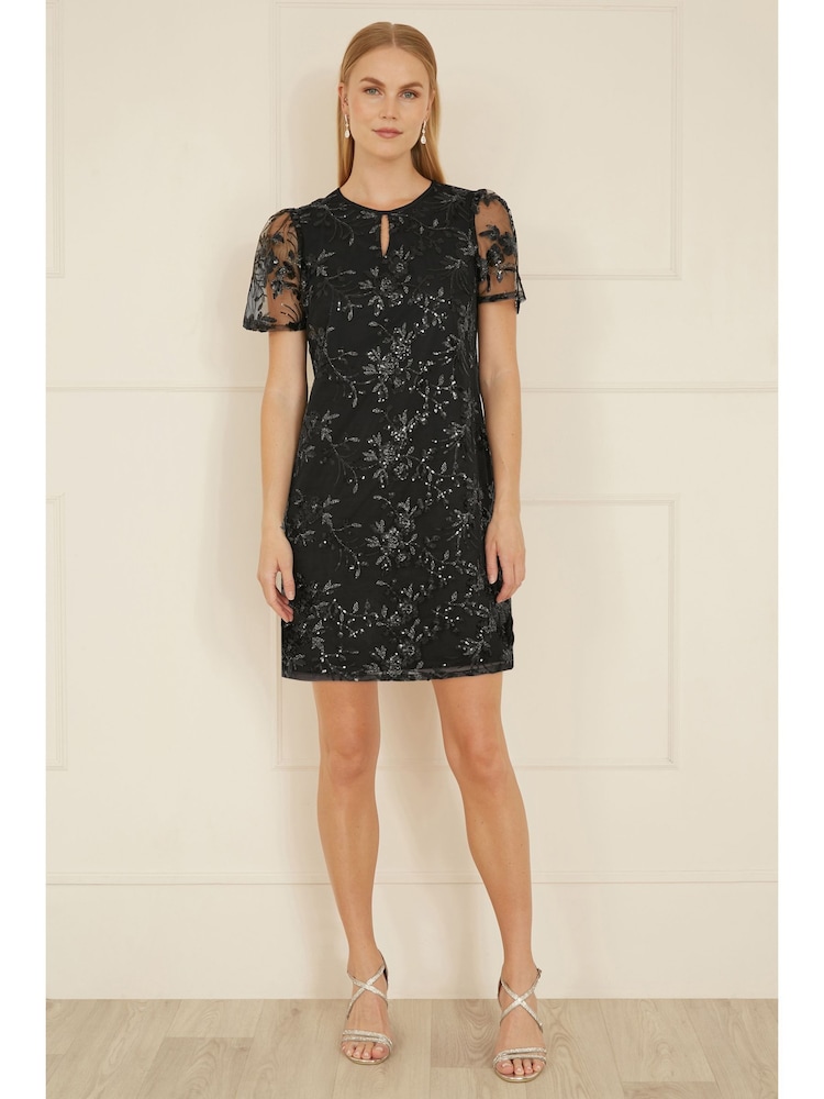 Yumi Black Sequin Embroidered Tunic Dress - Image 2 of 5