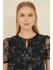 Yumi Black Sequin Embroidered Tunic Dress - Image 3 of 5