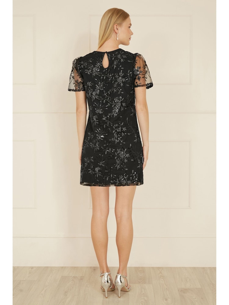 Yumi Black Sequin Embroidered Tunic Dress - Image 4 of 5