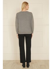 Yumi Grey Christmas Festive Penguin Knitted Jumper - Image 4 of 4