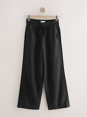 Noir - Pantalon Blend lin large à taille nouée - Image 6 of 8