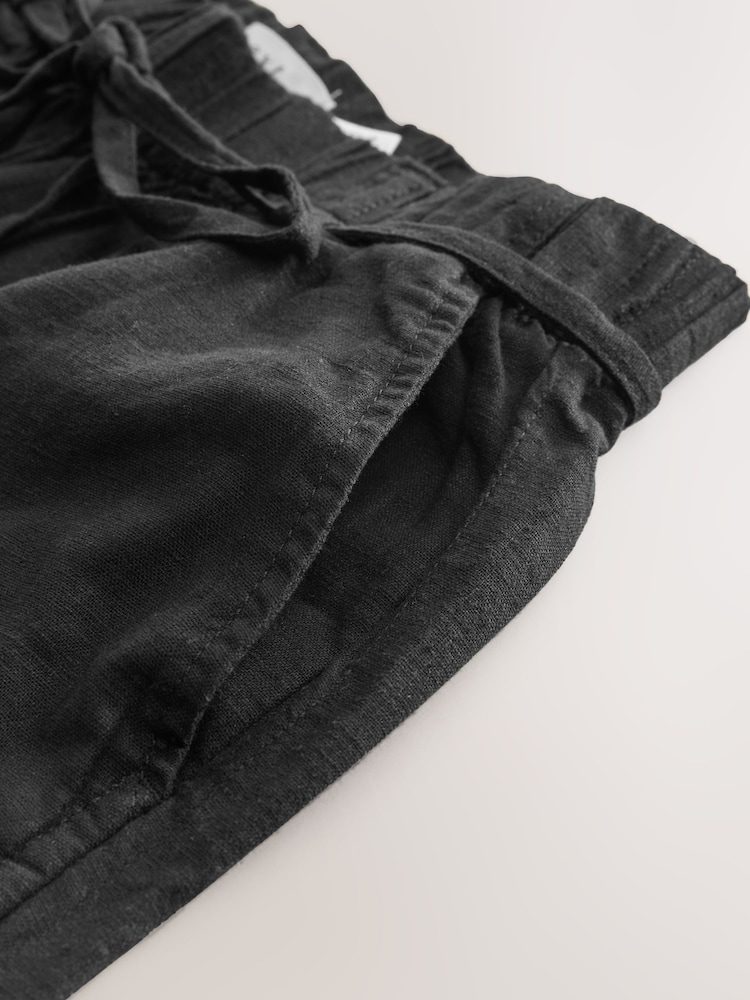 Noir - Pantalon Blend lin large à taille nouée - Image 8 of 8