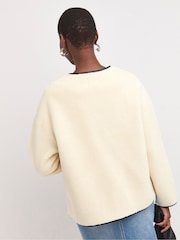 JD Williams Cream Borg Duffle Jacket - Image 2 of 4