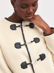 JD Williams Cream Borg Duffle Jacket - Image 3 of 4