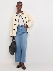 JD Williams Cream Borg Duffle Jacket - Image 4 of 4