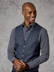 Skopes Blue Single Breasted Tweed Effect Newsam Waistcoat - Image 3 of 5