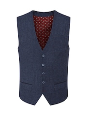 Skopes Blue Single Breasted Tweed Effect Newsam Waistcoat - Image 4 of 5