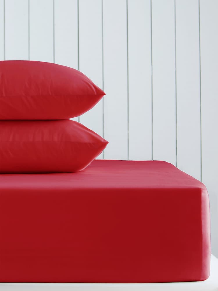 Red Cotton Rich Deep Fitted Bed Sheet - Image 1 of 2