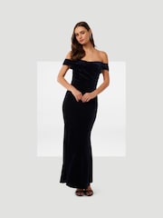 Forever New Blue Ada Off Shoulder Velvet Gown - Image 1 of 4