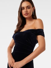 Forever New Blue Ada Off Shoulder Velvet Gown - Image 3 of 4