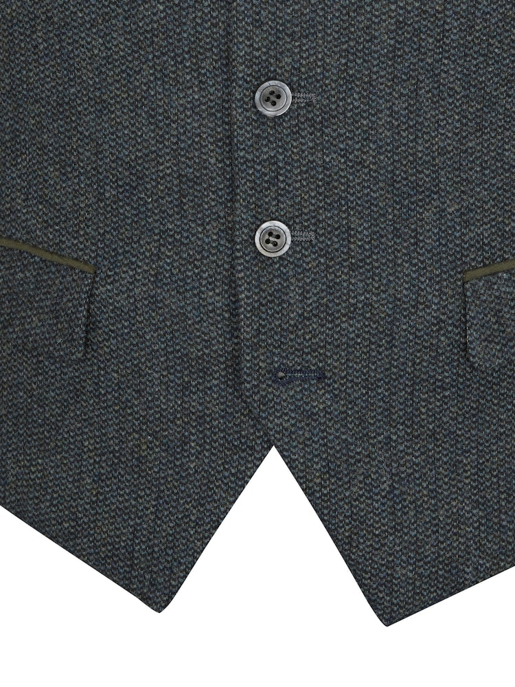 Skopes Green Single Breasted Tweed Effect Newsam Waistcoat - Image 4 of 4
