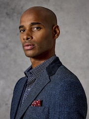 Skopes Blue Tailored Fit Tweed Effect Newsam Jacket - Image 4 of 6